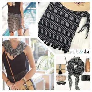Stella & Dot Beach Black & White Sarong Scarf Large/XL